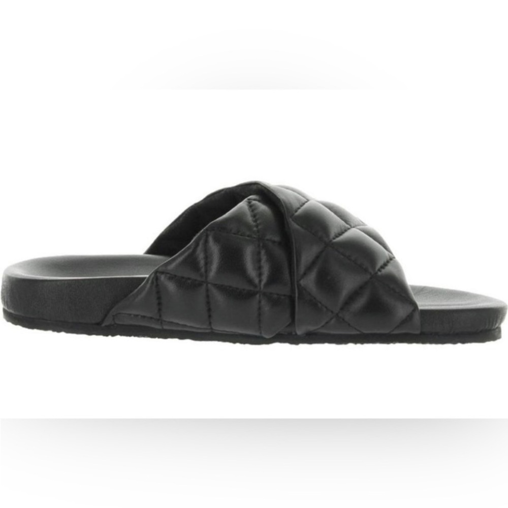 Seychelles Wide Awake Quilted Leather Slides - Black - NWT - Picture 3 of 8